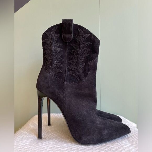 NWOB Saint Laurent / YSL Paris Western Suede Ankle Boots Sz 38 - Picture 1 of 14